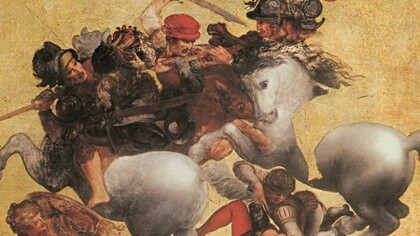 Ignoto, La lotta per lo stendardo, cosiddetta Tavola Doria, inizio XVI secolo.