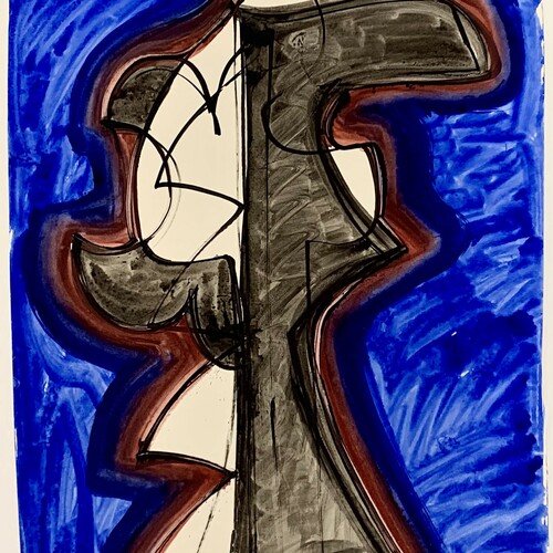 David Hayes, Study for monumental sculpture, gouache on paper, 26x22 in