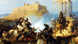 Georg Perlberg (1807-1884), Siege of the Acropolis, during the Greek War of Independence