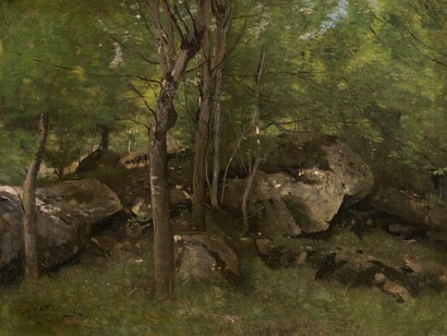 Rocas en el Bosque Fontainebleau, Jean-Baptiste Camille Corot
