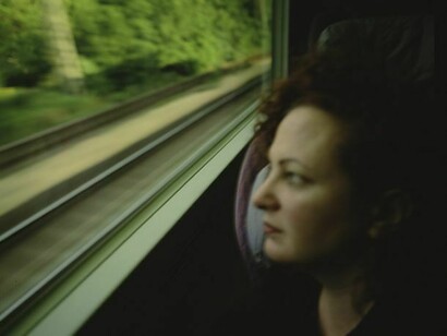 Nan Goldin, Self-portrait on the train, Boston-New Haven, 1997