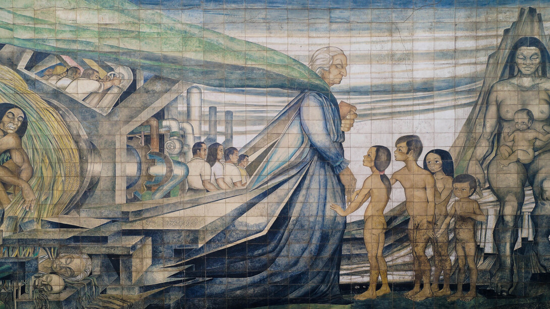 Fernando Daza Osorio; Homenaje de la ciudad de Santiago a Gabriela Mistral (detalle del mural)