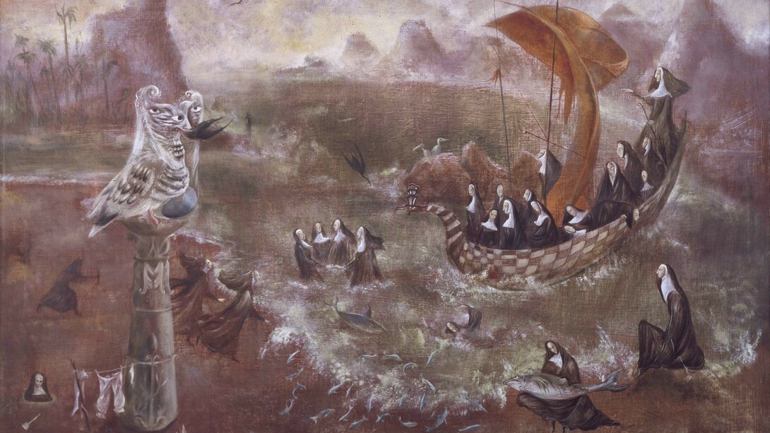 Leonora Carrington, Nunscape at Manzanillo, 1956. Courtesy of Rose Art Museum