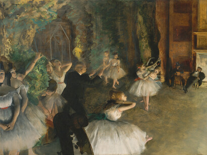 Detalle de Ensayo en el escenario, Edgar Degas