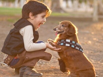 Un niño con su perro