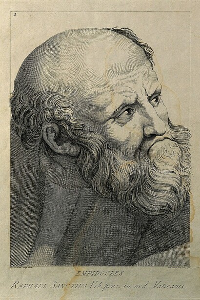 Empedocle, incisione al tratto di D. Cunego, 1785, da Raffaello