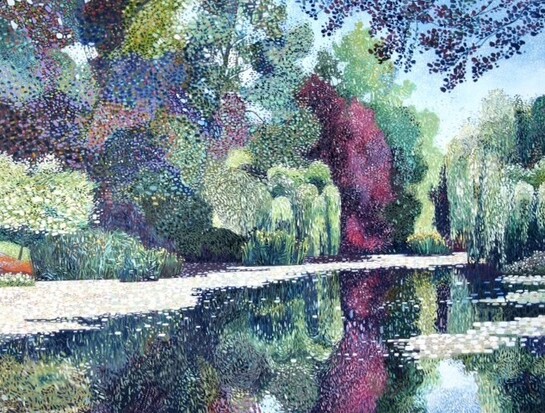 Victor Richardson, Willows at Ballymaloe, Co. Cork, Oil on Canvas, 16 x 20 inches