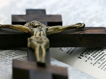 Crucifix on top of Bible