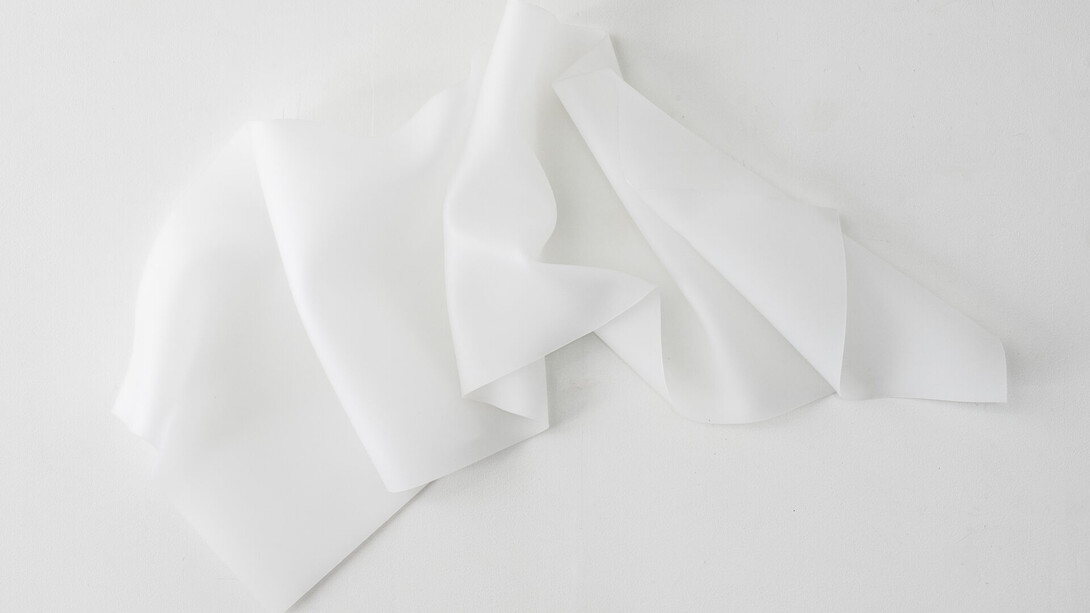 Anya Pesce, Baroque fetish translucent white gestural fold (detail), 2026. Courtesy of .M Contemporary