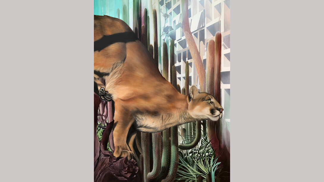 Josie Morway, The Silence, oil and ink on canvas, 48" x 36”. Courtesy of Corey Helford Gallery