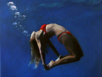 Matt Story, Red Back Bend, Oil on Canvas, 42 x 28 inches, 2014