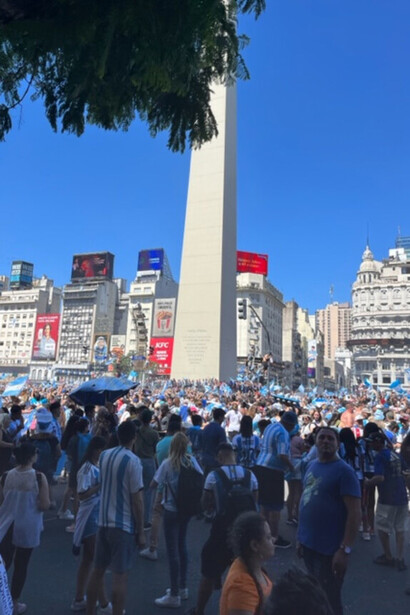 Thousands of people gathered to celebrate Argentina's victory in the final at the Obelisk of Buenos Aires