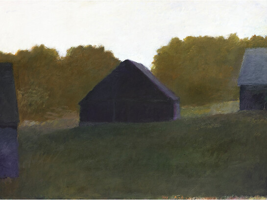 Wolf Kahn, Adams Farm, Evening IV, 1976, Oil on canvas, 44 x 60 inches, 111.8 x 152.4 cm. Signed: "W Kahn" (lower center) 