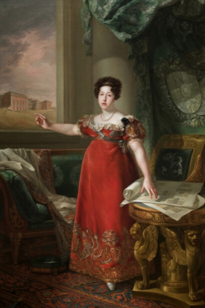 María Isabel de Braganza como fundadora del Museo del Prado
López Piquer, Bernardo
Óleo sobre lienzo, 258 x 174 cm.
1829
Madrid, Museo Nacional del Prado