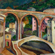 Ilya Mashkov, Italy. Nervi. Landscape with an aqueduct (detail), 1913. Courtesy of New Tretyakov Gallery