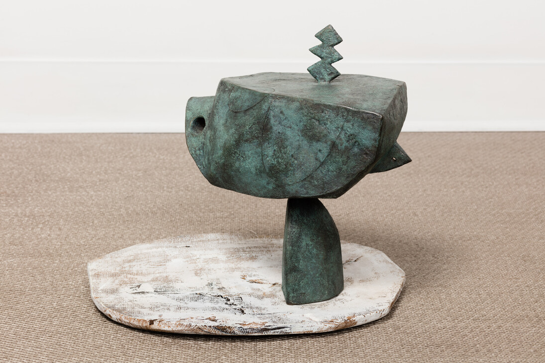 Joel Tomlin, Joel Firebird 2015 wood, gesso, patinated bronze, 38x40x40cm, unique
