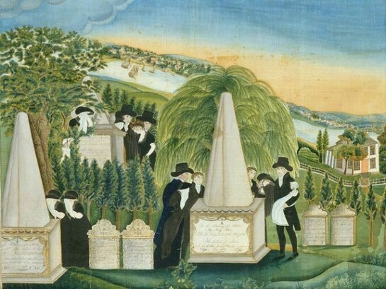 Sally Miller (American, Litchfield, Connecticut), Memorial painting, ca. 1811, Watercolor and ink on silk. The Metropolitan Museum of Art, Rogers Fund, 1948 (48.81), Image: © The Metropolitan Museum of Art, New York