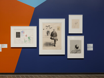 David Hockney, Portraits in print, exhibition view. Courtesy of National Gallery of Australia