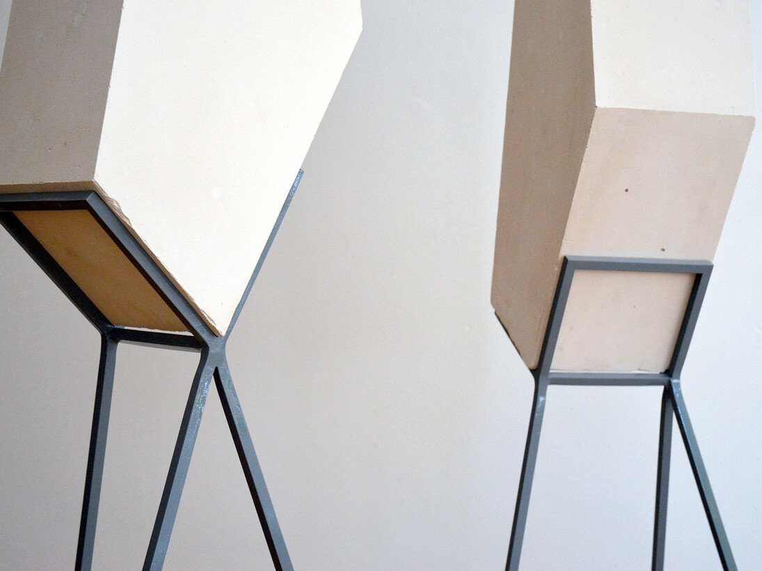 Amy Stephens, Ilmenite City (detail), 2015, Powder coated stainless steel, plaster, Dimensions variable (max height 148 cm, max width 80 cm)