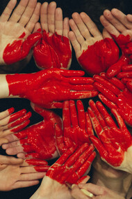 Connected hands representing humankind's unity