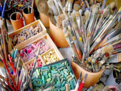 Art supplies: children and residents come together at Andrew Kerr Care nursing home for a variety of planned activities such as music, dancing, art, gardening, lunch and storytelling

