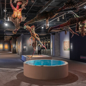 Songlines: tracking the seven sisters, exhibition view. Courtesy of Kiran Nadar Museum of Art