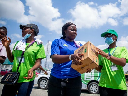 Coordinated food distribution activities under the Lagos Food Bank Initiative, reflecting practical action against hunger and deprivation