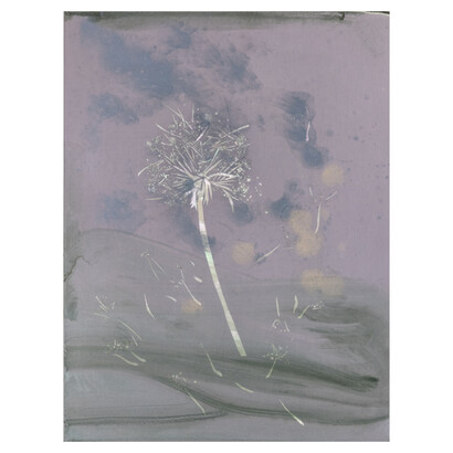 Nancy Lorenz, Wildflower, 2023, mother of pearl inlay, pigment, lacquer on wood panel, 12x9 inches. Courtesy the artist and PDX Contemporary Art