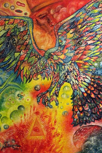 Il signore del fumo e l'aquila (40x30 olio su tela) Stefano Mayorca