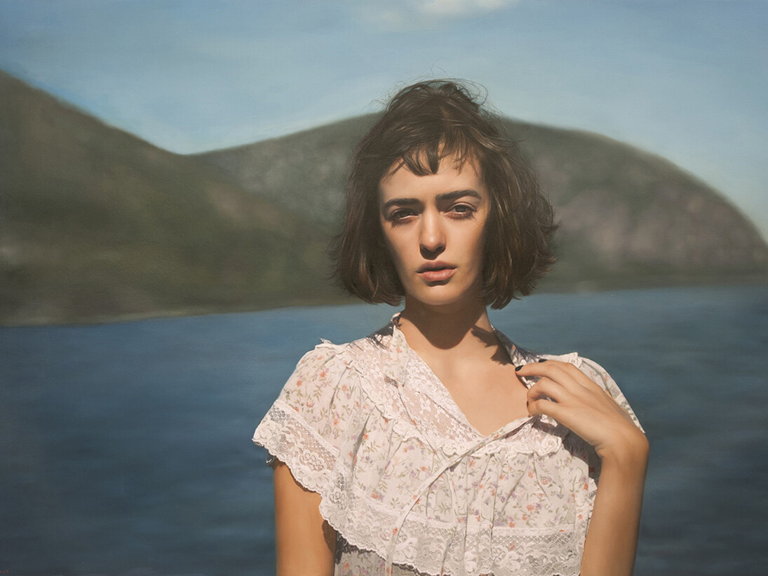 Yigal Ozeri, Untitled; Olya, 2015, oil on paper, 42x60 inches
