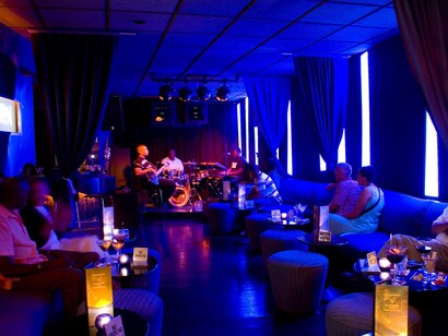 Live band performing at an upscale Jamaican bar