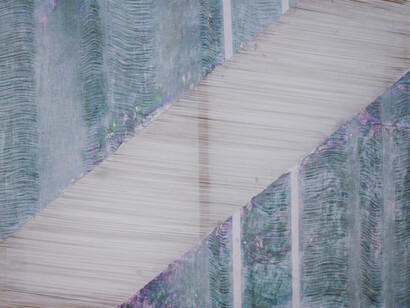 Jessica Mein, Trama dezenove, 2014, acrylic glue on hemp, 56 x 75 cm