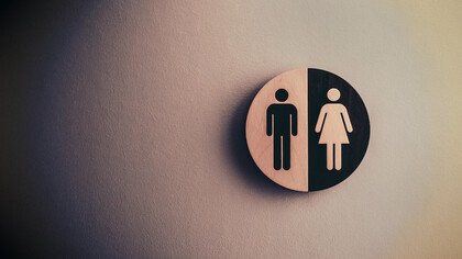 Gender role representation: restroom signs featuring both men and women