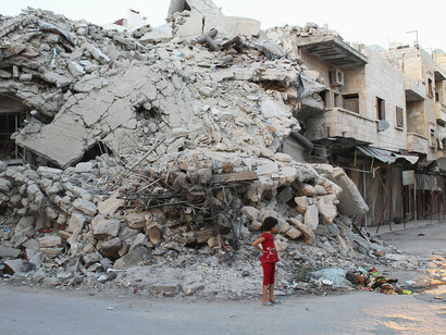 Bombed buildings in Aleppo