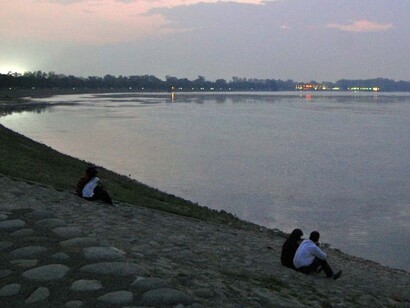 People enjoying the water-side