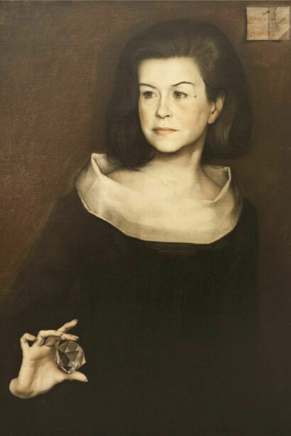 Claudio Bravo, Untitled (Lady with diamond), 1966, mixed media on paper laid on wood, 27 x 19 in. 68.6 x 48.3 cm