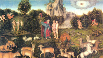 Lucas Cranach Il Vecchio, Il Giardino dell'Eden, 1530, Staatliche Kunstsammlungen Dresden, Germania