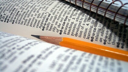 Un lápiz sobre un diccionario