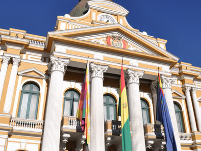 The grandeur of Bolivian democracy captured at the Palacio de Gobierno in La Paz, Bolivia, a historic beacon of political discourse and liberalism in Latin America