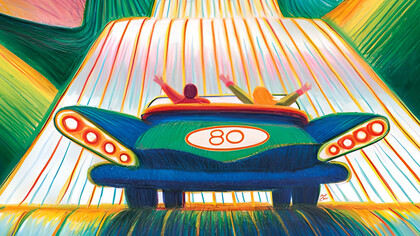 Festival di Venezia 2023. Un’edizione numero 80 che appare sulla targa di un’automobile di fantasia della locandina. È un auspicio per il cinema, che vada lontano e corra verso il futuro