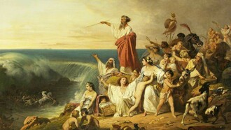 Henri Frédéric Schopin (1804-1880). "Moisés y los hijos de Israel cruzando el Mar Rojo", 1855. Pintura óleo sobre tela. Bristol Museum & Art Gallery, Bristol, Reino Unido