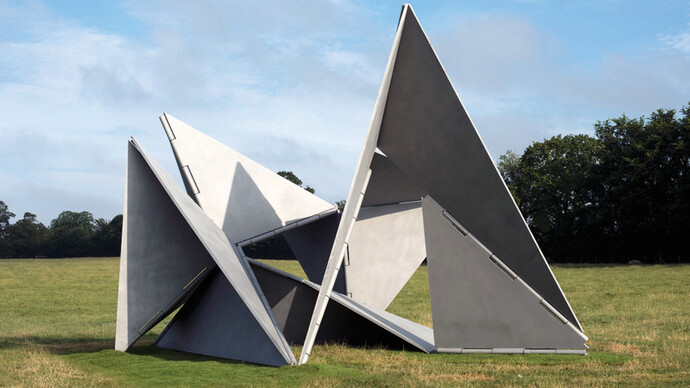Fantastic Architecture I, 1963/2013, Stainless Steel, 520 x 780 x 710 cm, Artwork courtesy The Estate of Lygia Clark and Alison Jacques Gallery, London. Image copyright O Mundo de Lygia Clark-Associação Cultural, Rio de Janeiro, Courtesy Alison Jacques Gallery, London. Photography: Michael Brzezinski