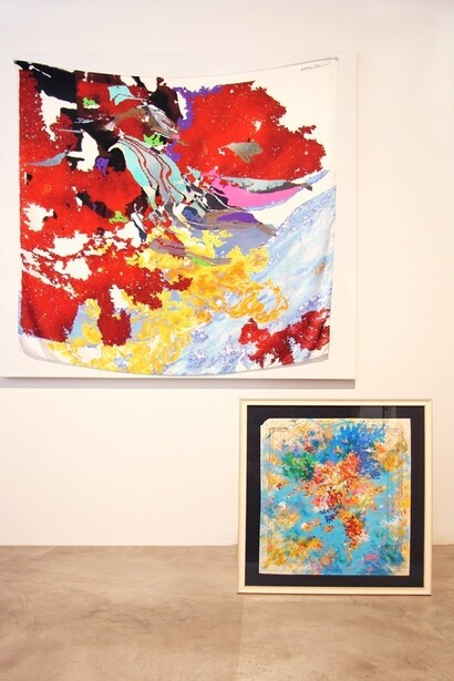 Opere di Mario Vespasiani, arazzi in seta, 140x140cm