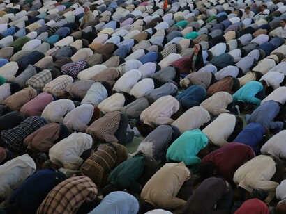 Muslims praying