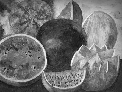 Viva la vida de Frida Kahlo (1904). Ses peintures de fruits avec “Viva la vida” écrit sur une pastèque sont les préférées d'Isabelle de Borchgrave