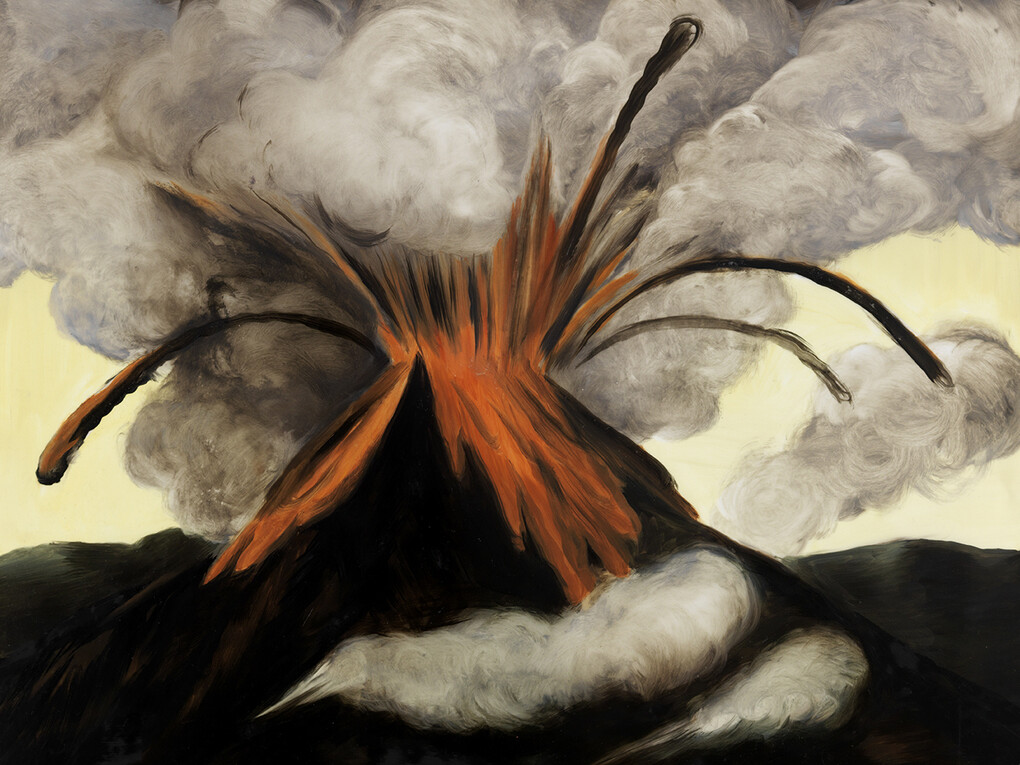 Pierre Seinturier, Boomsday, here it comes, 2015, Huile sur calque polyester / Oil on tracing paper, 97 x 130 cm / 38 1/4 x 51 1/8 in Pièce unique / Unique piece. Courtesy Galerie GP & N Vallois. Paris. Photo : André Morin