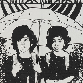 Carolyn Mazloomi, Rainy day twins in the time of covid, 2022. Courtesy of Claire Oliver Gallery