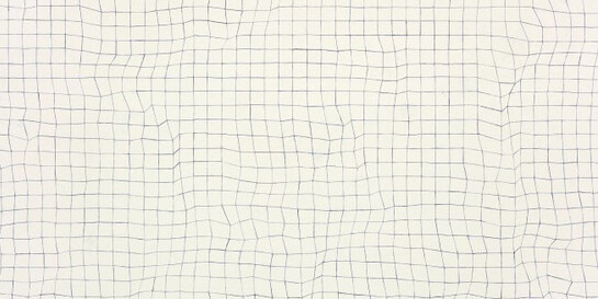 Toba Khedoori, Untitled (grid), 2015 (detail)., Oil on linen, 37 × 37 in. Los Angeles County Museum of Art, purchased with funds provided by the Lenore S. and Bernard A. Greenberg Fund, M.2016.15, © Toba Khedoori, photo © Fredrik Nilsen, courtesy Regen Projects, Los Angeles and David Zwirner, New York/London