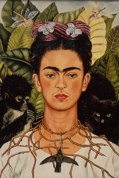 Frida Kahlo, Self-Portrait with Thorn Necklace and Hummingbird, 1940