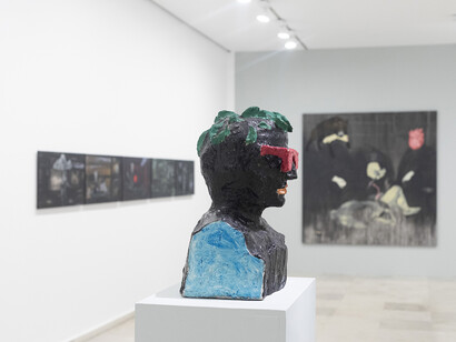 Luis Cruz Hernández, A la vida ávida, vista de exhibición. Cortesía del Museo Patio Herreriano